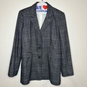 Something Navy black/white/grey/red tartan oversized blazer